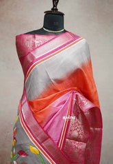 Four shade pop color - Meenakari printed silk with zari checks body